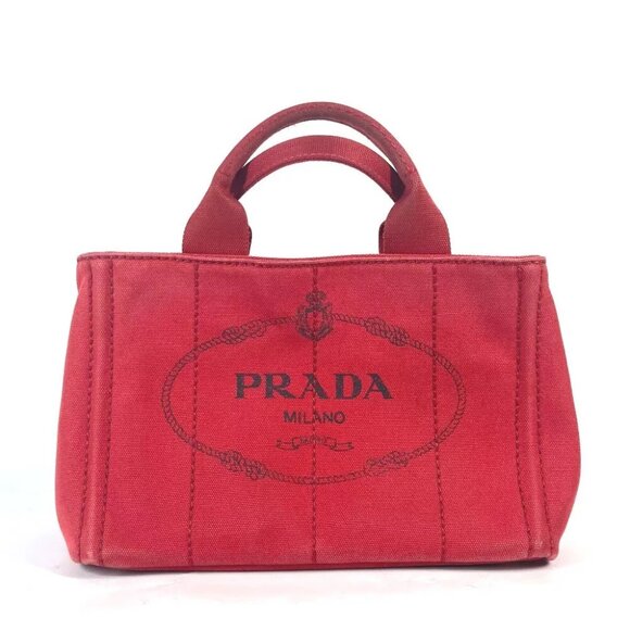 PRADA Logo Plate Canapa CANAPA MINI Hand Bag Tote Bag - Picture 1 of 15
